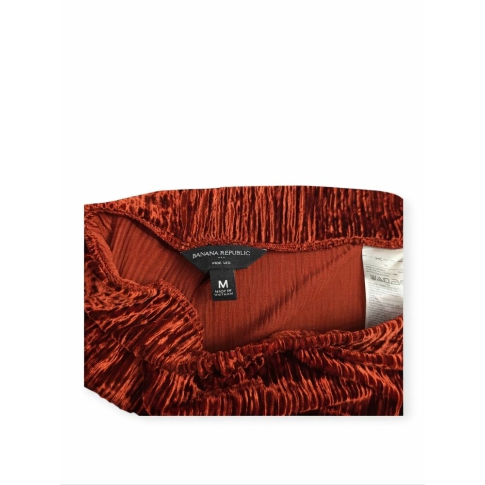 Banana Republic Rusty Red Crinkle Velvet Wide Leg Pants Size M - Picture 5 of 6